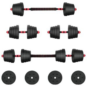 vidaXL 2-in-1 Hantelset 40 kg Schwarz und Rot Zement und Eisensand