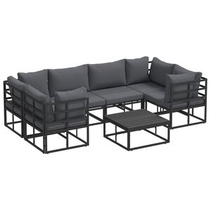 vidaXL Gartensofa-set 7 stk. Schwarz Aluminium