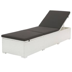 vidaXL Sonnenliege mit Auflage Poly Rattan Wei&szlig;