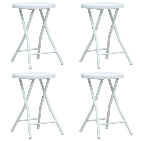 vidaXL Klappbare Garten-Hocker 4 Stk. Weiß HDPE Rattanoptik