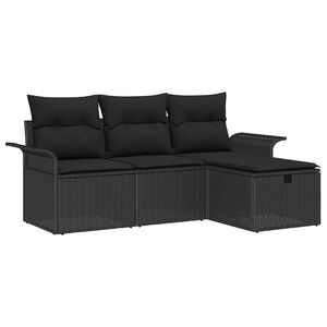 vidaXL Gartensofa-set 4 stk. Schwarz Poly-Rattan