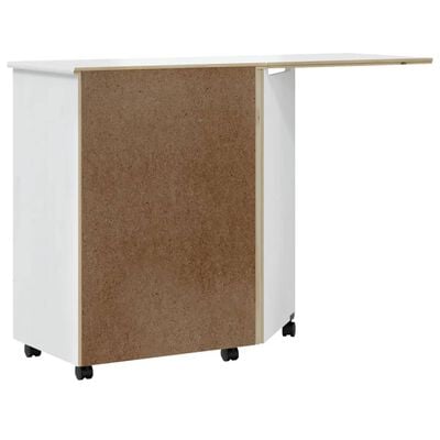 vidaXL Rollschrank mit Schreibtisch MOSS Weiß Massivholz Kiefer