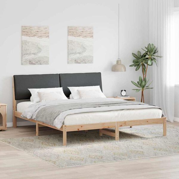 vidaXL Bettgestell Braun und Dunkelgrau 200 x 200 cm Massivholz Kiefer