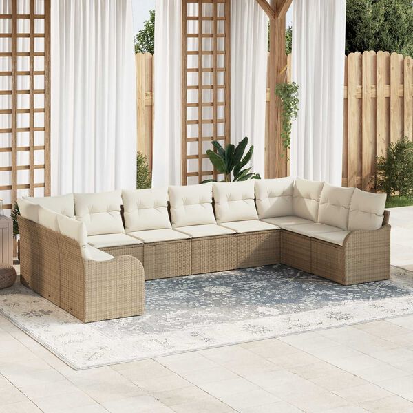 vidaXL Gartensofa-set Beige Poly-Rattan