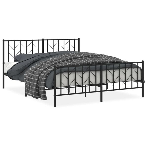 vidaXL Metallbett ohne Matratze mit Fu&szlig;teil Schwarz 160x200 cm