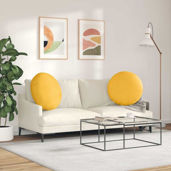 vidaXL Sitzkissen 2 pcs Helles Gelb &Oslash; 80 cm Cordstoff