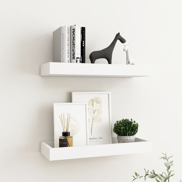 vidaXL Loggia Wandregale 2 Stk. Wei&szlig; 40x15x4 cm MDF