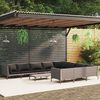 vidaXL 11-tlg. Garten-Lounge-Set mit Kissen Poly Rattan Dunkelgrau