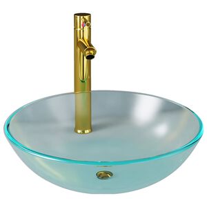 vidaXL Badezimmer Waschbecken Wasserhahn Ablaufgarnitur aus mattiertem