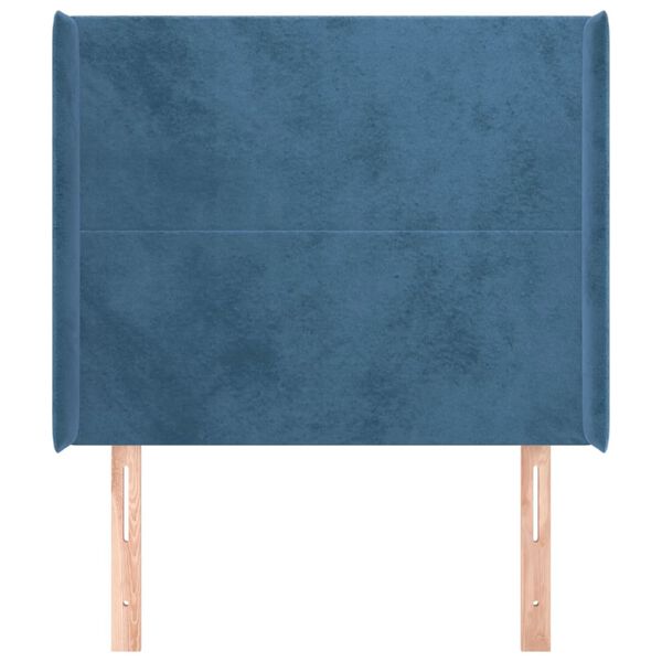 vidaXL Kopfteil mit Ohren Dunkelblau 93x16x118/128 cm Samt