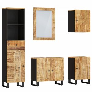 vidaXL 5-tlg. Badm&ouml;bel-Set Massivholz Mango