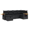 vidaXL 6-tlg. Garten-Sofagarnitur mit Kissen Schwarz Poly Rattan