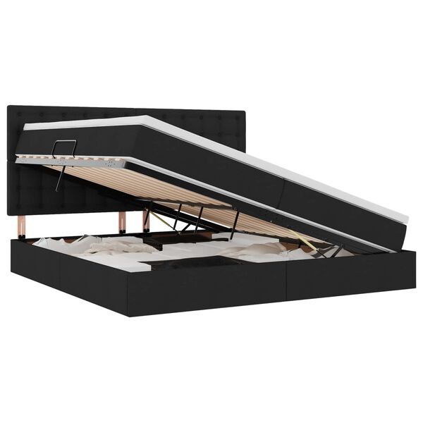 vidaXL Bett mit Stauraum und LED Schwarz 200 x 200 cm Polyester