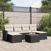 vidaXL 7-tlg. Garten-Sofagarnitur mit Kissen Schwarz Poly Rattan