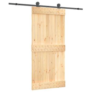 vidaXL Schiebet&uuml;r Nat&uuml;rlich und Schwarz 95 x 210 cm Massivkiefer