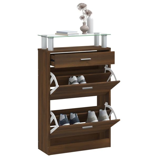 vidaXL Schuhschrank Braun Eichen-Optik 63x24x104 cm Holzwerkstoff