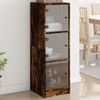 vidaXL Highboard mit Glast&uuml;ren R&auml;uchereiche 35x37x109 cm