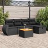 vidaXL 6-tlg. Garten-Sofagarnitur mit Kissen Schwarz Poly Rattan