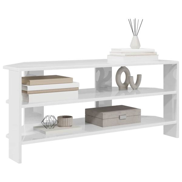 vidaXL EckTVSchrank Hochglanz Wei&szlig; 102x40,5x45cm Holzwerkstoff