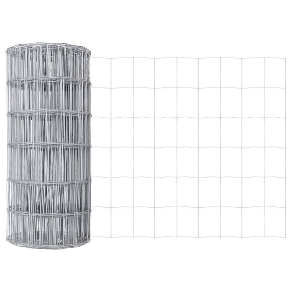 vidaXL Eurozaun Silber 0,6 x 25 m Feuerverzinktes Eisen