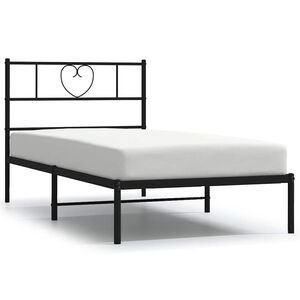 vidaXL Bettgestell mit Kopfteil Metall Schwarz 100x190 cm