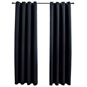 vidaXL Verdunkelungsvorh&auml;nge mit Metall&ouml;sen 2 Stk. Schwarz 140x225 cm