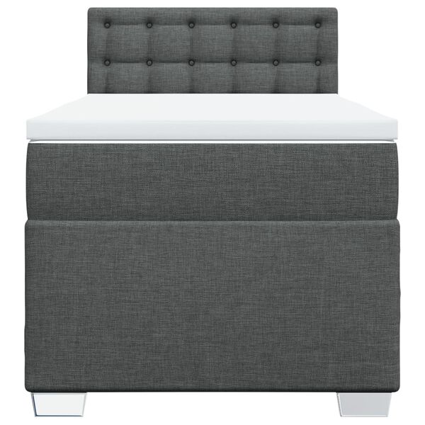 vidaXL Boxspringbett mit Matratze Dunkelgrau 100x200 cm Stoff