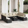 vidaXL Gartensofa-set mit Kissen 9 pcs Schwarz und Creme Polyrattan