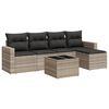 vidaXL 6-tlg. Garten-Sofagarnitur mit Kissen Hellgrau Poly Rattan