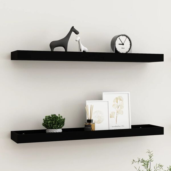 vidaXL 2 Stk. Wandregale Loggia 80x15x4 cm MDF Schwarz