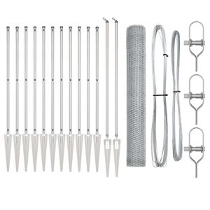 vidaXL Sechseckzaun mit Pfosten 25 x 1,4 m Verzinkter Stahl Silber