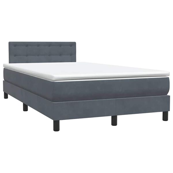 vidaXL Boxspringbett mit Matratze Dunkelgrau 120x210 cm Samt