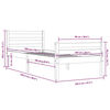 vidaXL Massivholzbett Grau 100x200 cm