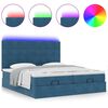 vidaXL Ottoman-Bett mit Matratzen & LEDs Dunkelblau 180x200 cm Samt