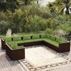 vidaXL 10-tlg. Garten-Lounge-Set mit Kissen Braun Poly Rattan
