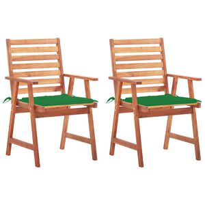vidaXL Garten-Essst&uuml;hle 2 Stk. mit Kissen Massivholz Akazie