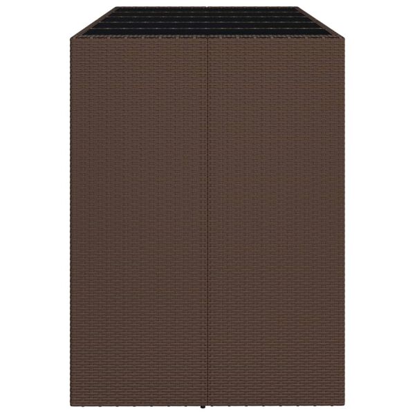 vidaXL Bartisch mit Glasplatte Braun 185x80x110 cm Poly Rattan