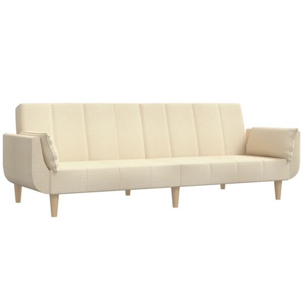 vidaXL Schlafsofa 2-Sitzer mit 2 Kissen Creme Stoff