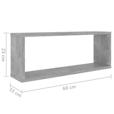 vidaXL Würfelregale 2 Stk. Betongrau 60x15x23 cm Holzwerkstoff