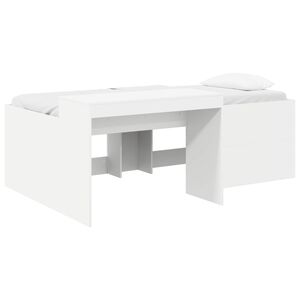 vidaXL Hochbett mit Schreibtisch f&uuml;r Kinder Wei&szlig; 90 x 200 cm