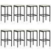 vidaXL 9-tlg. Gartenbar-Set mit Kissen Schwarz Poly Rattan