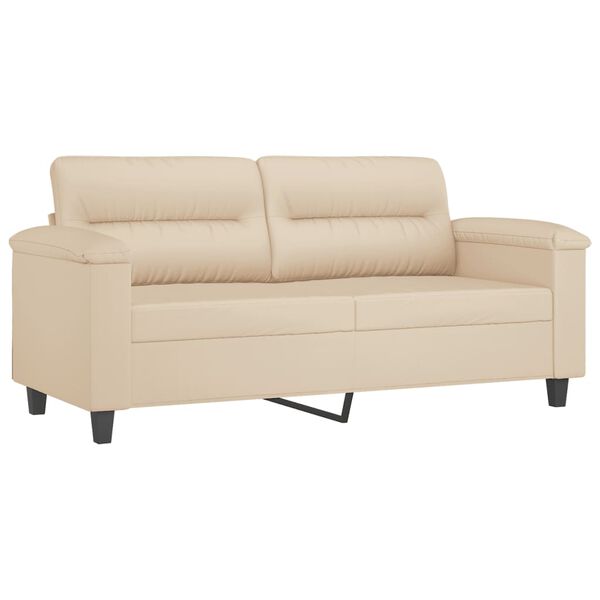 vidaXL 3-tlg. Sofagarnitur mit Kissen Creme Mikrofasergewebe