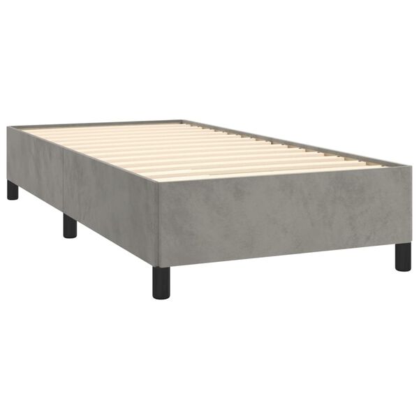 vidaXL Boxspringbett mit Matratze Hellgrau 100x200 cm Samt