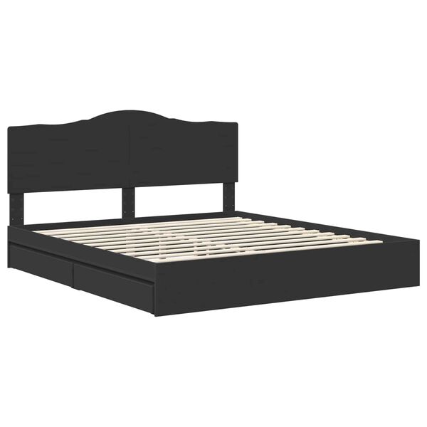 vidaXL Aufbewahrungsbett Schwarz 200 x 200 cm Holzwerkstoff