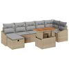 vidaXL Garten-Sofa-Set mit Kissen mit Speicher 8 pcs Beige Poly Rattan