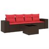 vidaXL 5-teiliges Gartensofa-Set mit Kissen, braun, Polyrattan