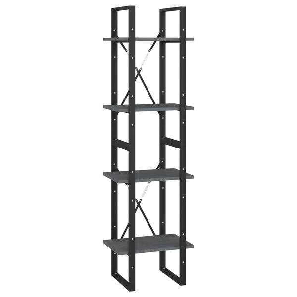 vidaXL B&uuml;cherregal 4 B&ouml;den Grau 40x30x140 cm Massivholz Kiefer