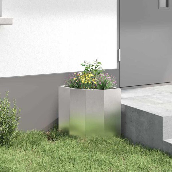 vidaXL Eckpflanzer Silber 30 x 30 x 35 cm Edelstahl