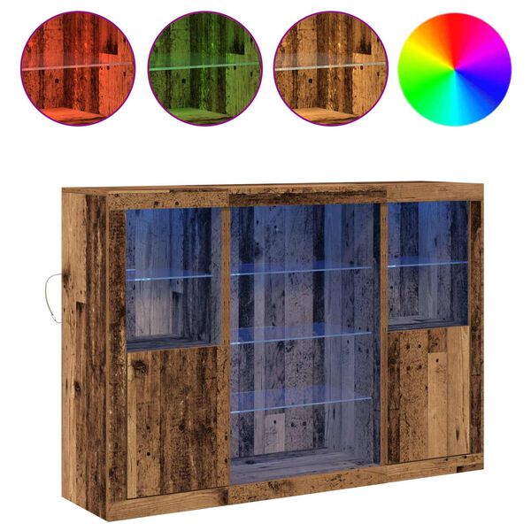 vidaXL LED-Sideboard Altholz 142,5 x 37 x 100 cm Holzwerkstoff