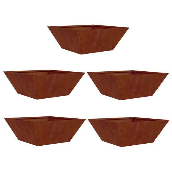 vidaXL Garten-Pflanzgef&auml;&szlig; 5 pcs Rostig 40 x 40 x 15 cm Wetterfeststahl